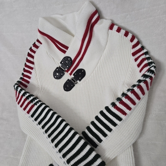 Ce & Ce Men's Size M Shawl Collar Sweater White Officecore Academia Preppy - Picture 4 of 8